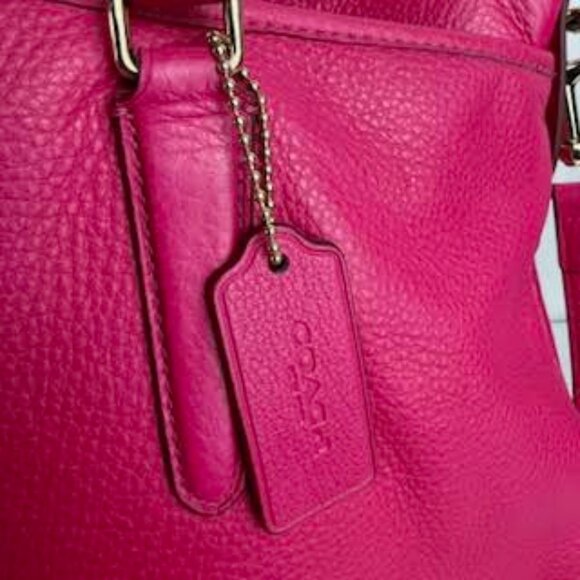 Coach AUTHENTICATED Madison Pebbled Leather Satchel Tote Bag โ Hot Pink - Picture 9 of 14